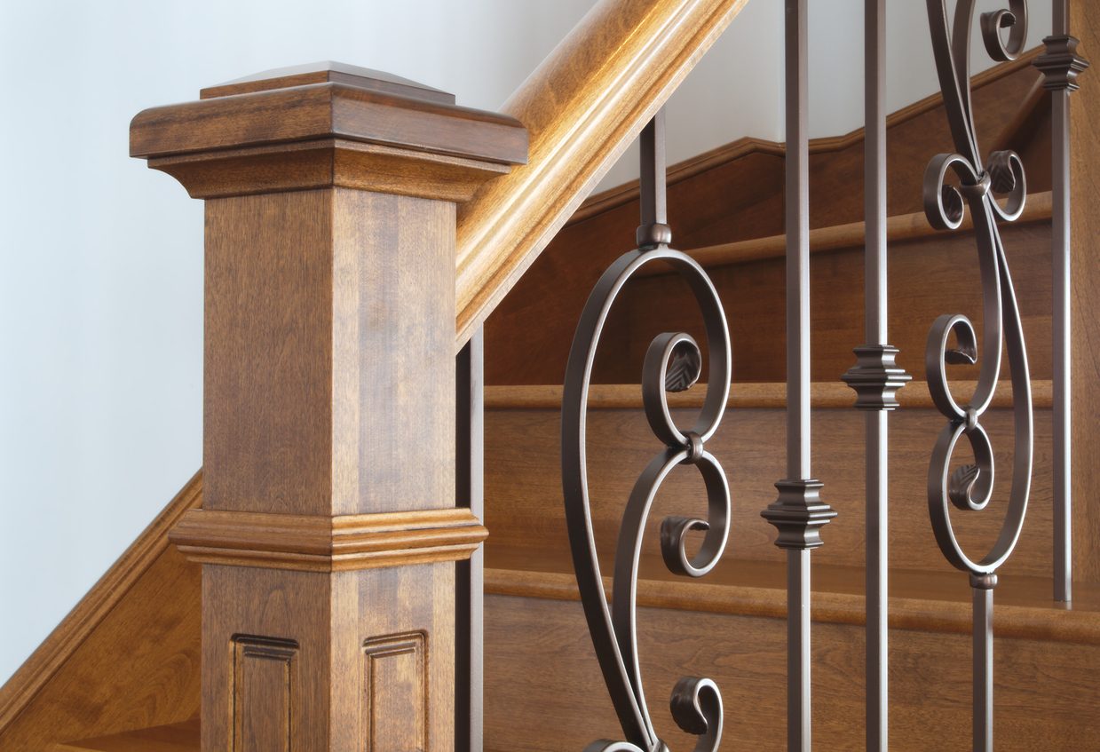 hardwood newel post staircase classic style interior steps stairway design